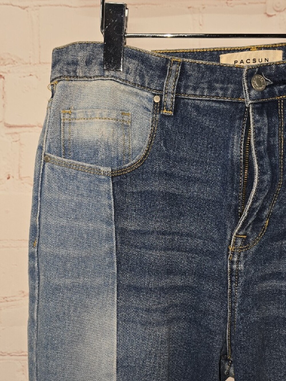 Pacsun Vintage Icon Colorblock Two-Tone Blue High-Rise Jeans  Women Size 30 NWT - Picture 3 of 16